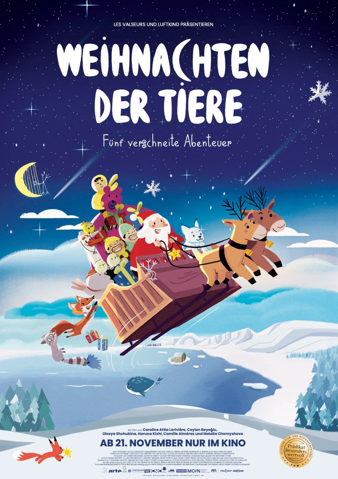 Filmplakat: Weihnachten der Tiere - Fünf verschneite Abenteuer